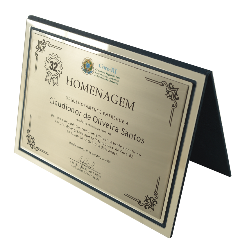 Envelope com Placa de Homenagem Veludo - Preto